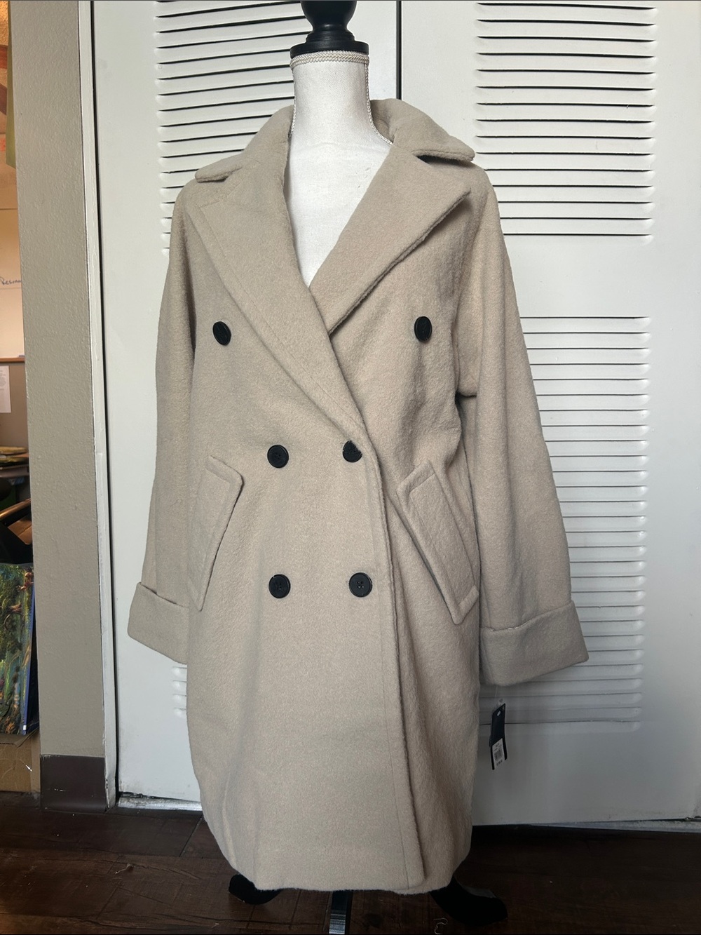 Lucky Brand Women's Double-Breasted Pea Coat in Light Taupe